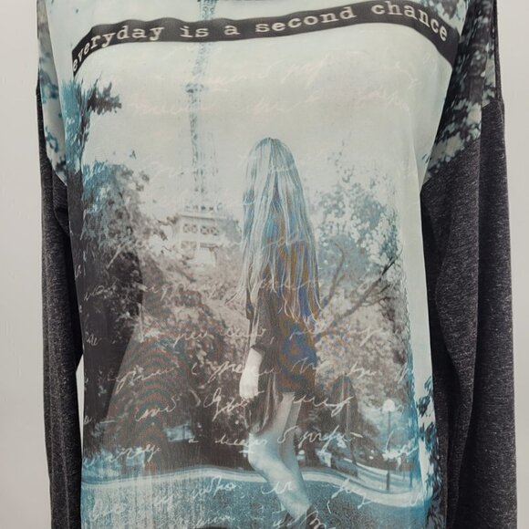 MNG by Mango Mesh "Every Day Is A Second Chance" Graphic T-Shirt - Picture 3 of 8